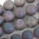 12mm DRUZY Quartz Round Beads, RAINBOW Geode Round Beads, full strand, 33 beads, gdz0222