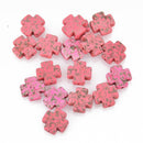 10 PINK Howlite Maltese Cross Beads, 15mm, Laser Engraved gem0096