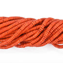 4mm HEISHI Beads, Howlite ORANGE Rondelle Beads, trade beads, full strand gem0161