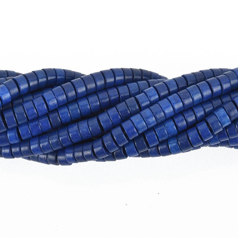 4mm HEISHI Beads, Howlite DARK BLUE Rondelle Beads, trade beads, full strand gem0163