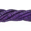 4mm HEISHI Beads, Howlite PURPLE Rondelle Beads, trade beads, full strand gem0165