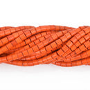 4mm HEISHI Beads, Howlite ORANGE Barrel Beads, trade beads, full strand gem0168