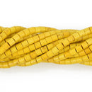 4mm HEISHI Beads, Howlite YELLOW Barrel Beads, trade beads, full strand gem0169