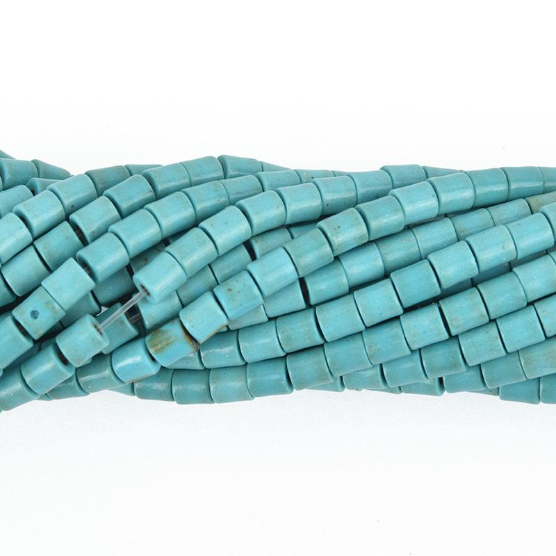 4mm HEISHI Beads, Howlite TURQUOISE BLUE Barrel Beads, trade beads, full strand gem0171