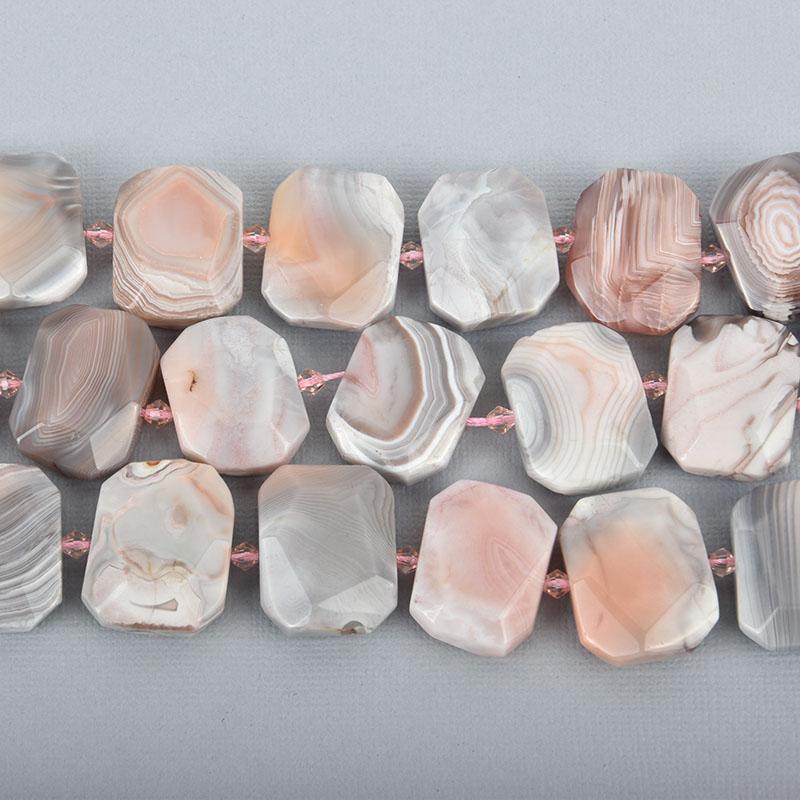 26mm Pink BOTSWANA AGATE Gemstone Beads RECTANGLE Natural Pink Peach Color gem0184