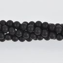 4mm Round Matte Black Onyx Beads, smooth gemstone, half strand, gem0563