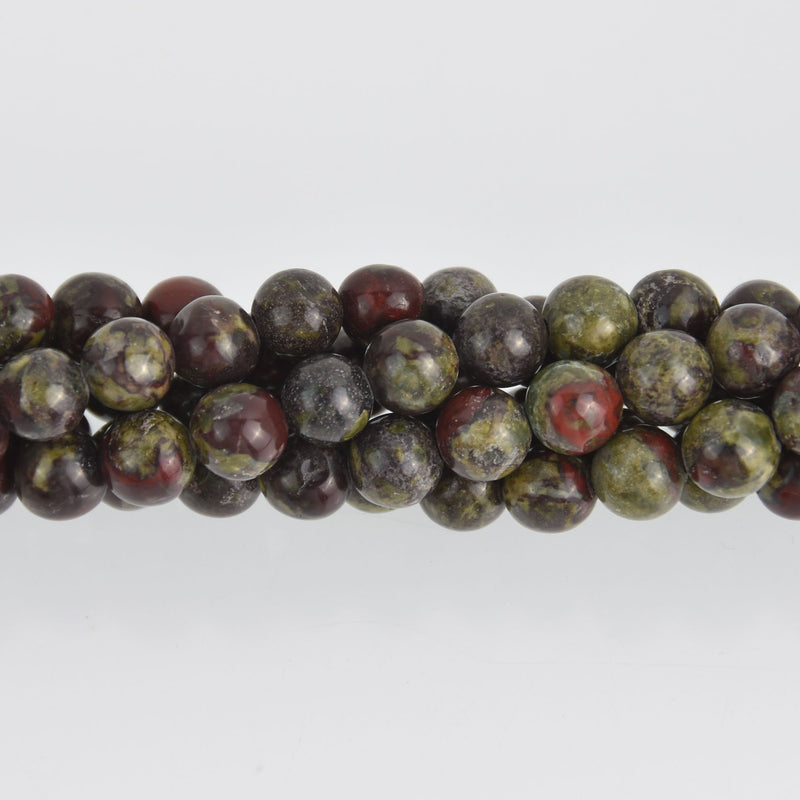 6mm Round Dragon Blood Jasper Beads, smooth gemstone, half strand, gem0567