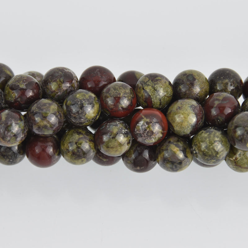 8mm Round Dragon Blood Jasper Beads, smooth gemstone, half strand, gem0568
