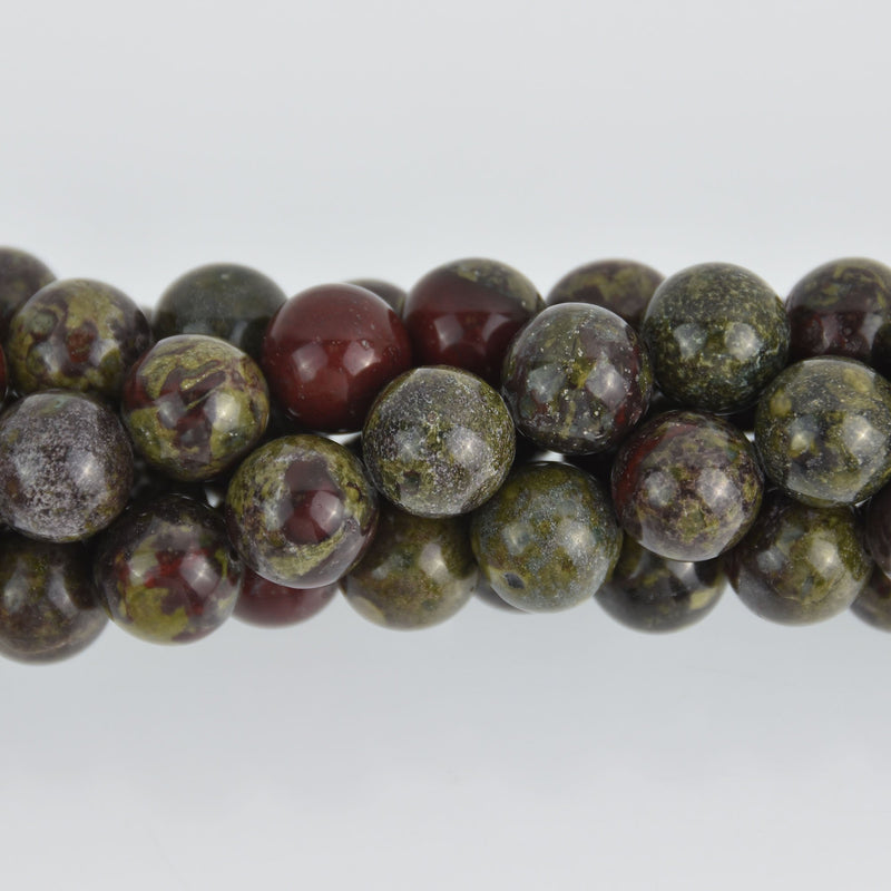 10mm Round Dragon Blood Jasper Beads, smooth gemstone, half strand, gem0569