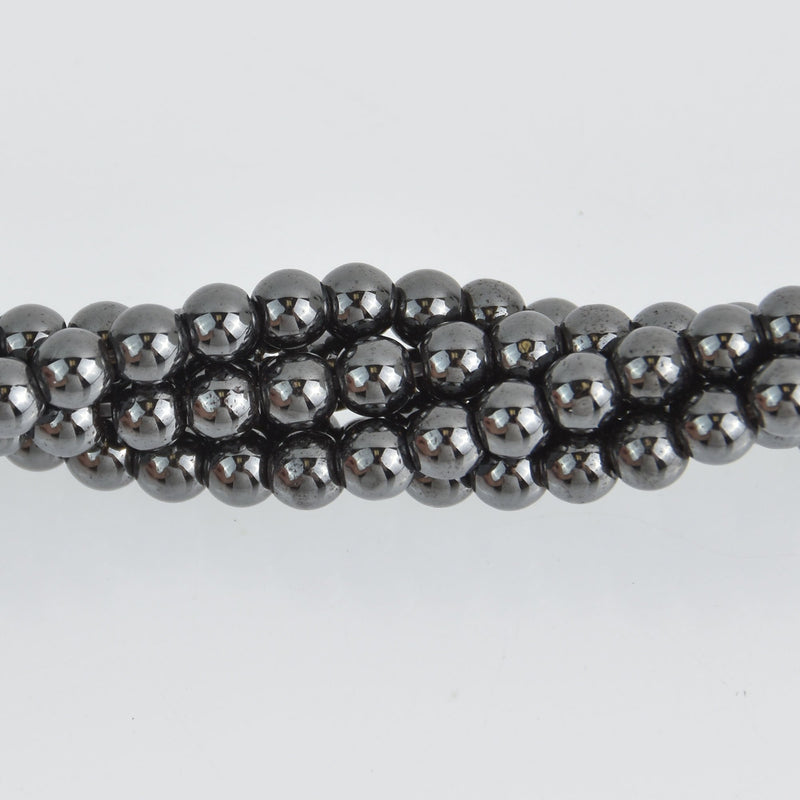 4mm Hematite Round Beads, smooth gemstone, half strand, gem0574