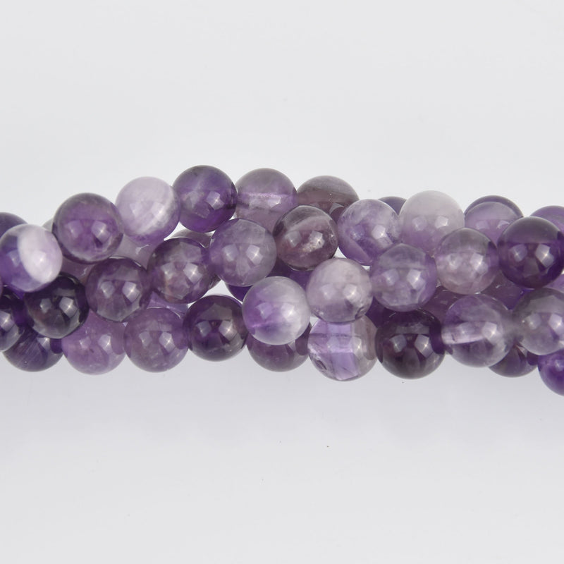 6mm Dog Teeth Amethyst Round Beads, smooth gemstone, half strand, gem0586