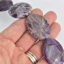 40mm Dog Teeth Amethyst Oval Beads, smooth gemstone, half strand, gem0587