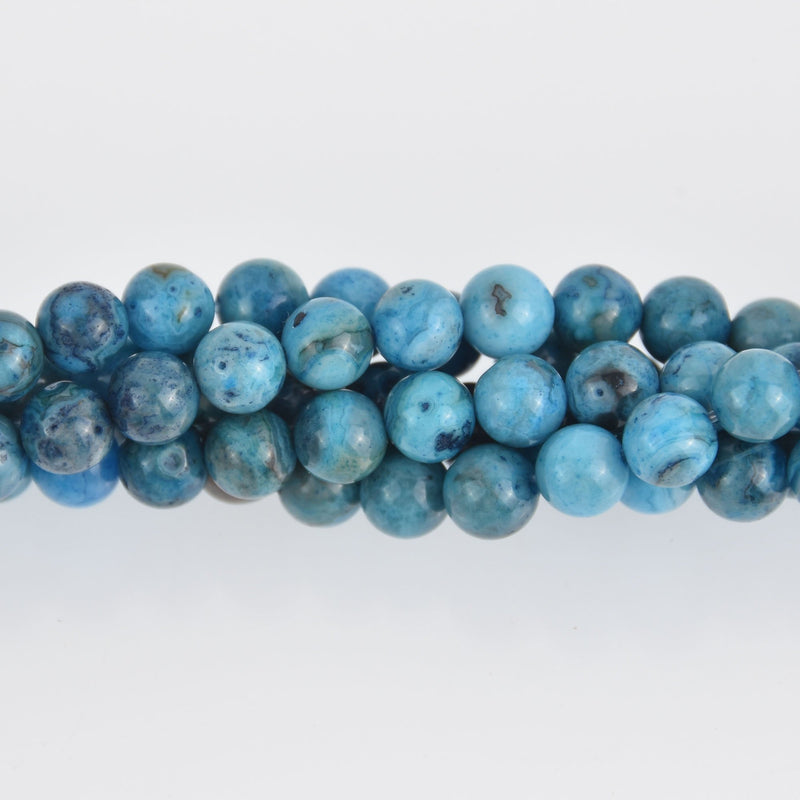 6mm Blue Crazy Lace Agate Round Beads, smooth gemstone, half strand, gem0588