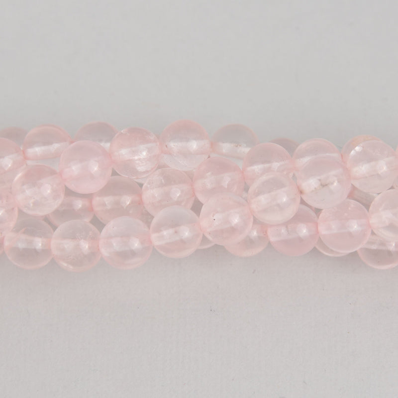 8mm Pink Rose Quartz Round Beads, smooth gemstone, half strand, gem0593