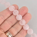 12mm Pink Rose Quartz Coin Beads, smooth gemstone, half strand, gem0594
