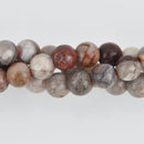 8mm Mexican Laguna Lace Agate Round Beads, Large Hole, smooth gemstone, half strand, gem0601