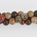 8mm Red Creek Jasper Round Beads, Large Hole, smooth gemstone, half strand, gem0602