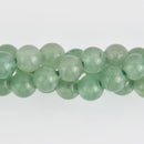 8mm Green Aventurine Round Beads, Large Hole, smooth gemstone, half strand, gem0604