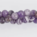 8mm Dog Teeth Amethyst Round Beads, Large Hole, smooth gemstone, half strand, gem0605