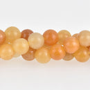 8mm Yellow Jade Round Beads, Large Hole, smooth gemstone, half strand, gem0606
