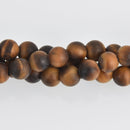 8mm Matte Tiger Eye Round Beads, Large Hole, smooth gemstone, half strand, gem0608