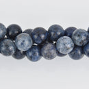 10mm Blue Dumortierite Round Beads, Large Hole, smooth gemstone, half strand, gem0611