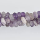 8mm Matte Dog Teeth Amethyst Rondelle Beads, Large Hole, smooth gemstone, half strand, gem0614