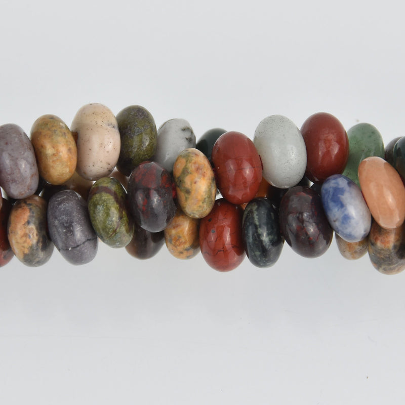 8mm Mixed Stones Rondelle Beads, Large Hole, smooth gemstone, half strand, gem0618