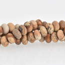 8mm Matte Picture Jasper Rondelle Beads, Large Hole, smooth gemstone, half strand, gem0620