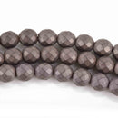 6mm Matte Hematite Round Beads, MUSHROOM BROWN Titanium Coated Gemstone Beads, faceted, full strand, 70 beads, ghe0154
