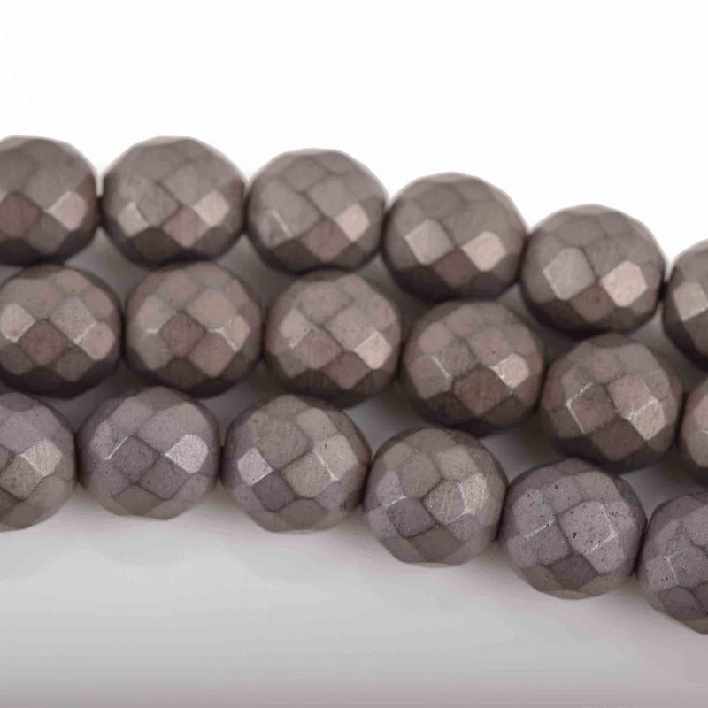 4mm Matte Hematite Round Beads, MUSHROOM BROWN Titanium Coated Gemstone Beads, faceted, full strand, 98 beads, ghe0171