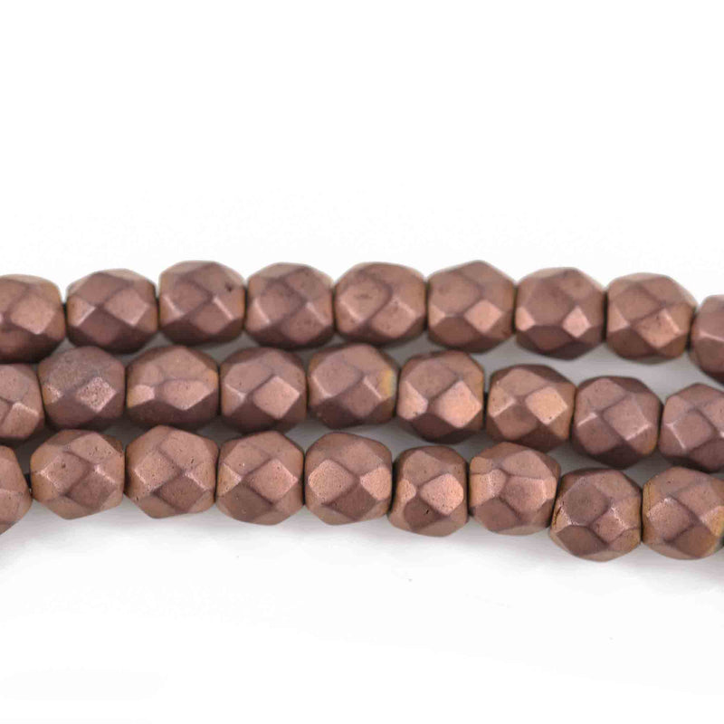 4mm Matte Hematite Round Beads, BRONZE Titanium Coated Gemstone Beads, faceted, full strand, 98 beads, ghe0163