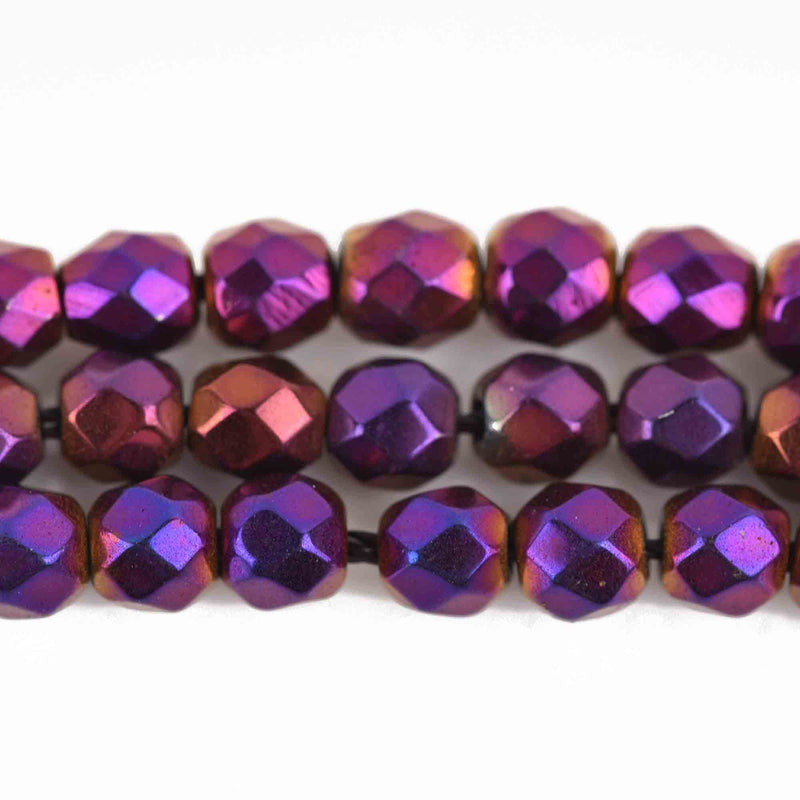 4mm Hematite Round Beads, PURPLE IRIS Titanium Coated Gemstone Beads, faceted, strand, 98 beads, ghe0170