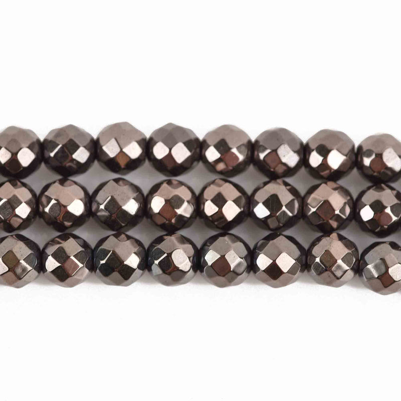 4mm Hematite Round Beads, MUSHROOM BROWN Titanium Coated Gemstone Beads, faceted, full strand, 98 beads, ghe0172