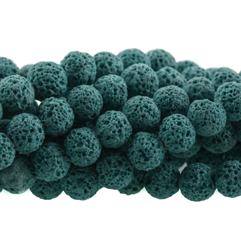 8mm round teal blue lava beads, aromatherapy beads