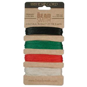 0.55mm Hemp Cord Primary Colors, 4 pack, 10lb test, 53 yards, cor0313