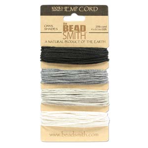 1mm Hemp Cord Onyx Shades, 4 pack, 20lb test, 40 yards, cor0305