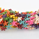 Mixed BRIGHT Colors Carved Small STARFISH Howlite Gemstone Beads, full strand, 40 beads, 14x14mm . how0031