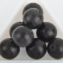 8 Large Howlite Stone Beads ROUND Ball 16mm, JET BLACK how0249