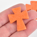 2 Large Howlite Stone Beads ORANGE Maltese CROSS  36x30mm  how0308