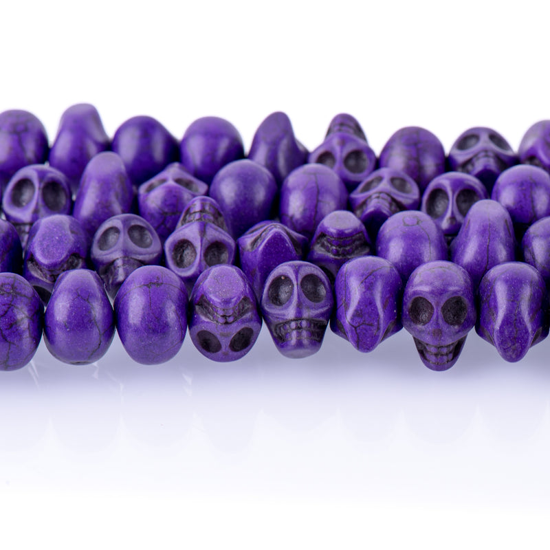 12mm PURPLE Howlite Skull Beads, Drilled Sideways, full strand, about 40 beads, how0672