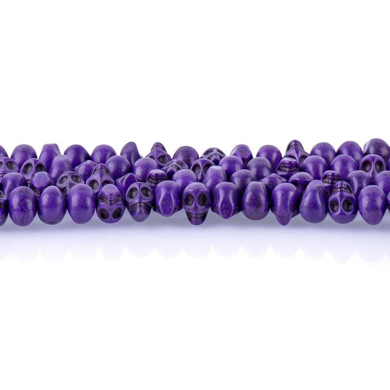 12mm PURPLE Howlite Skull Beads, Drilled Sideways, full strand, about 40 beads, how0672