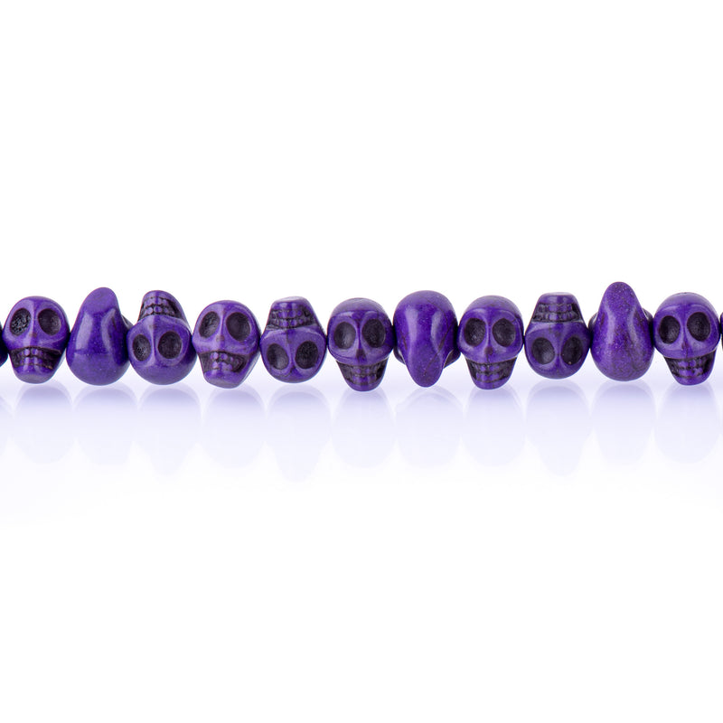 12mm PURPLE Howlite Skull Beads, Drilled Sideways, full strand, about 40 beads, how0672