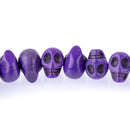 12mm PURPLE Howlite Skull Beads, Drilled Sideways, full strand, about 40 beads, how0672