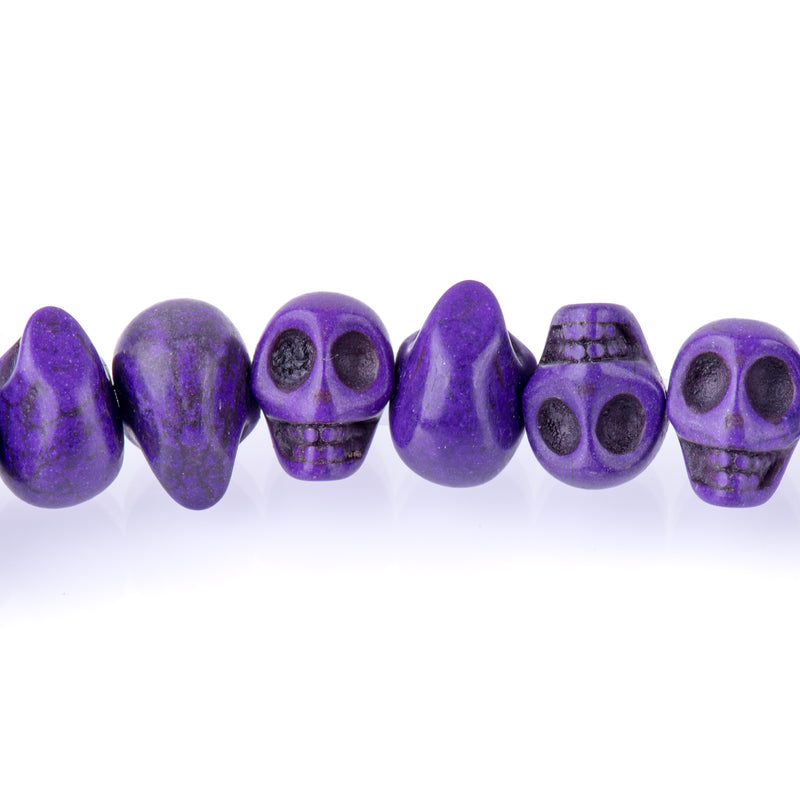 12mm PURPLE Howlite Skull Beads, Drilled Sideways, full strand, about 40 beads, how0672