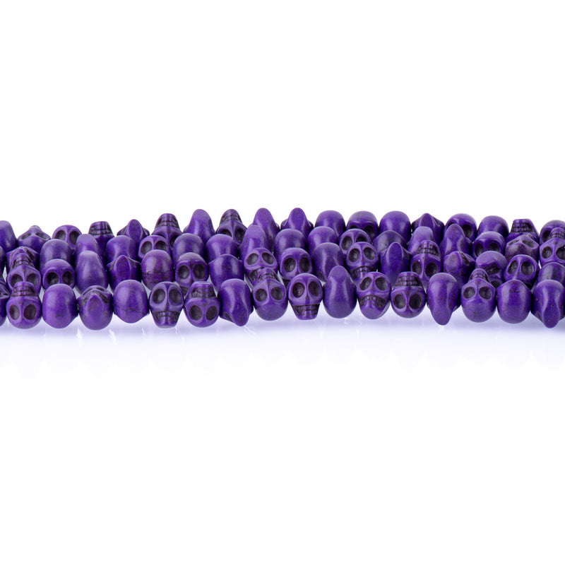 12mm PURPLE Howlite Skull Beads, Drilled Sideways, full strand, about 40 beads, how0672