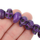 12mm PURPLE Howlite Skull Beads, Drilled Sideways, full strand, about 40 beads, how0672
