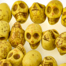 12mm YELLOW Howlite Skull Beads, Drilled Sideways, full strand, about 40 beads, how0674