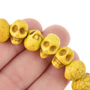 12mm YELLOW Howlite Skull Beads, Drilled Sideways, full strand, about 40 beads, how0674