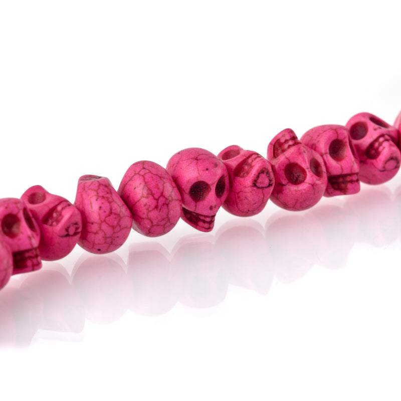 12mm PINK Howlite Skull Beads, Drilled Sideways, full strand, about 40 beads, how0675